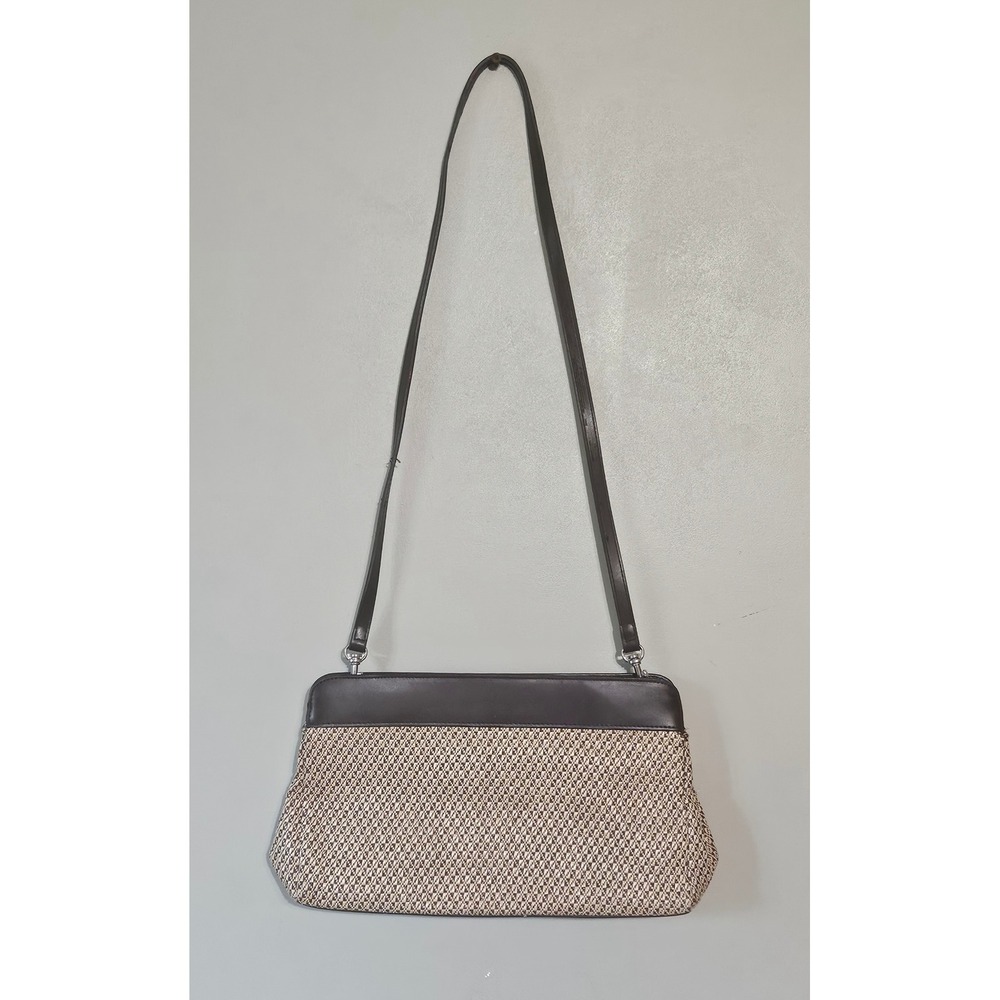 Preston & York Brown Woven Geometric Shoulder Bag Magnetic Snap Closure